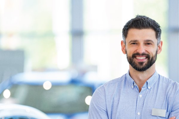 Salesman smiling